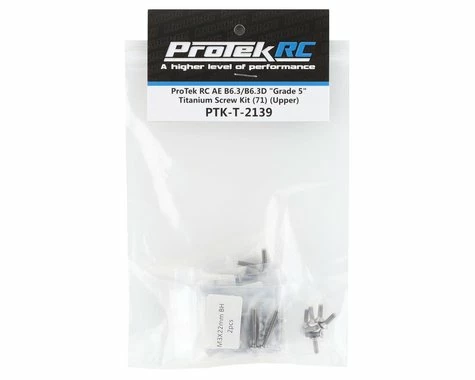 ProTek RC AE B6.3/B6.3D "Grade 5" Titanium Screw Kit (71) (Upper) 3 ProTek RC AE B6.3/B6.3D "Grade 5" Titanium Screw Kit (71) (Upper)